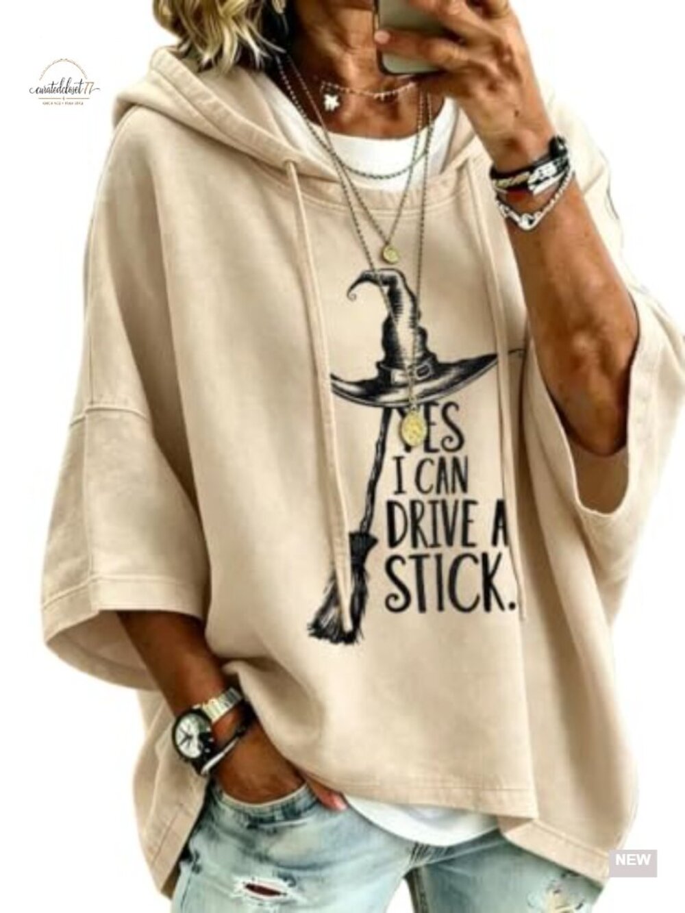 Women's Oversized Graphic Hoodie Short Sleeve Casual Pullover